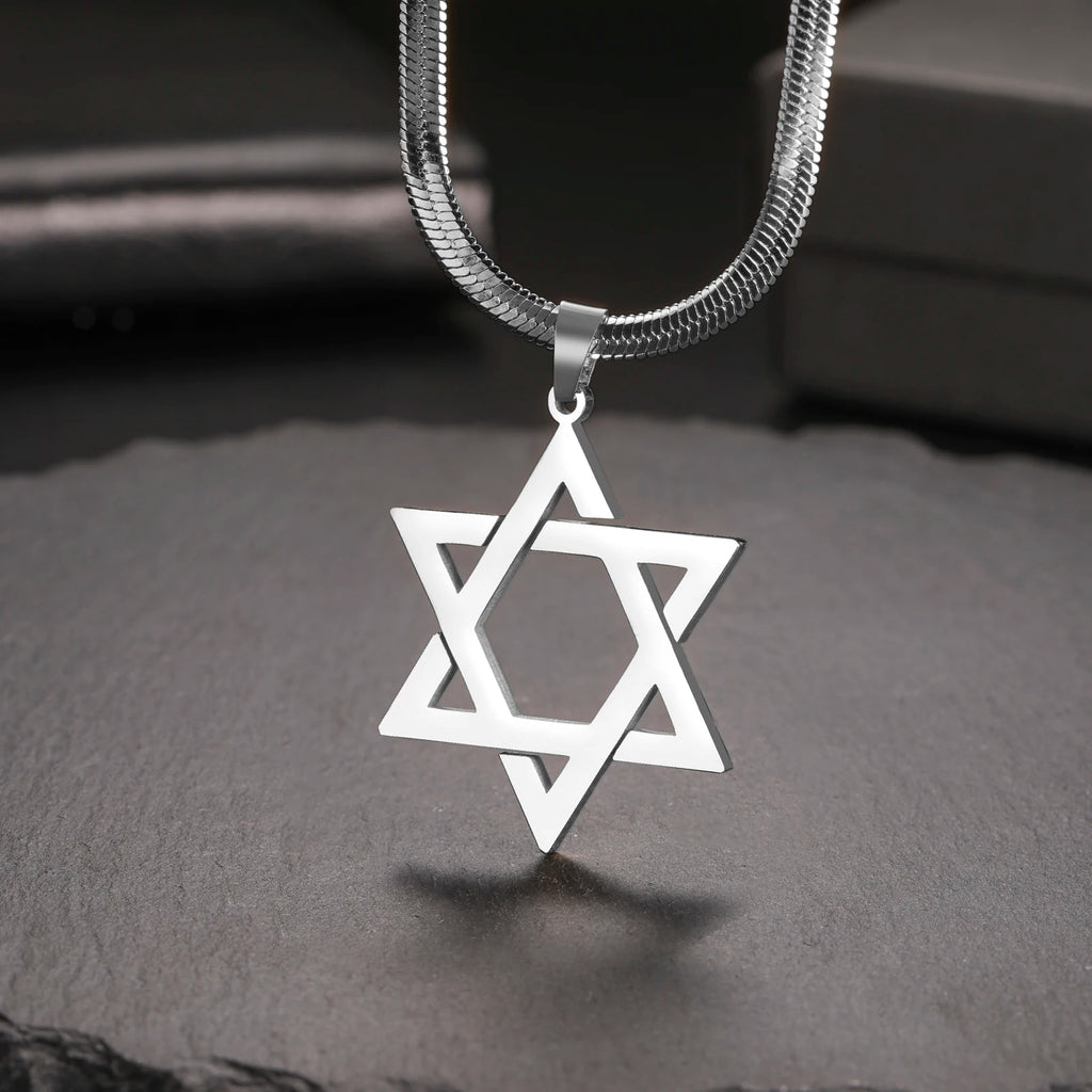 Star of David Snake Chain Necklace — Stainless Steel