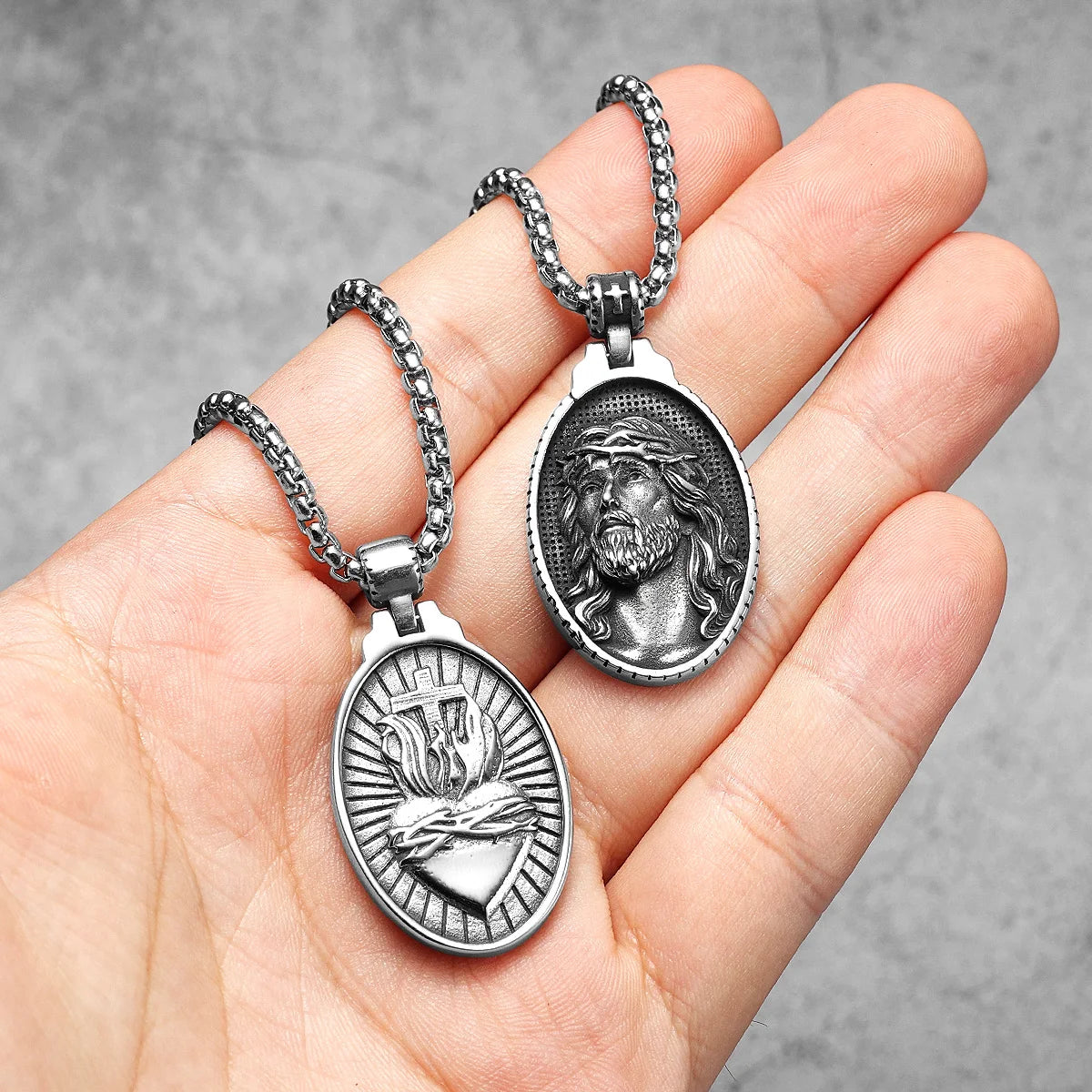 Jesus Pendant Necklace — Stainless Steel