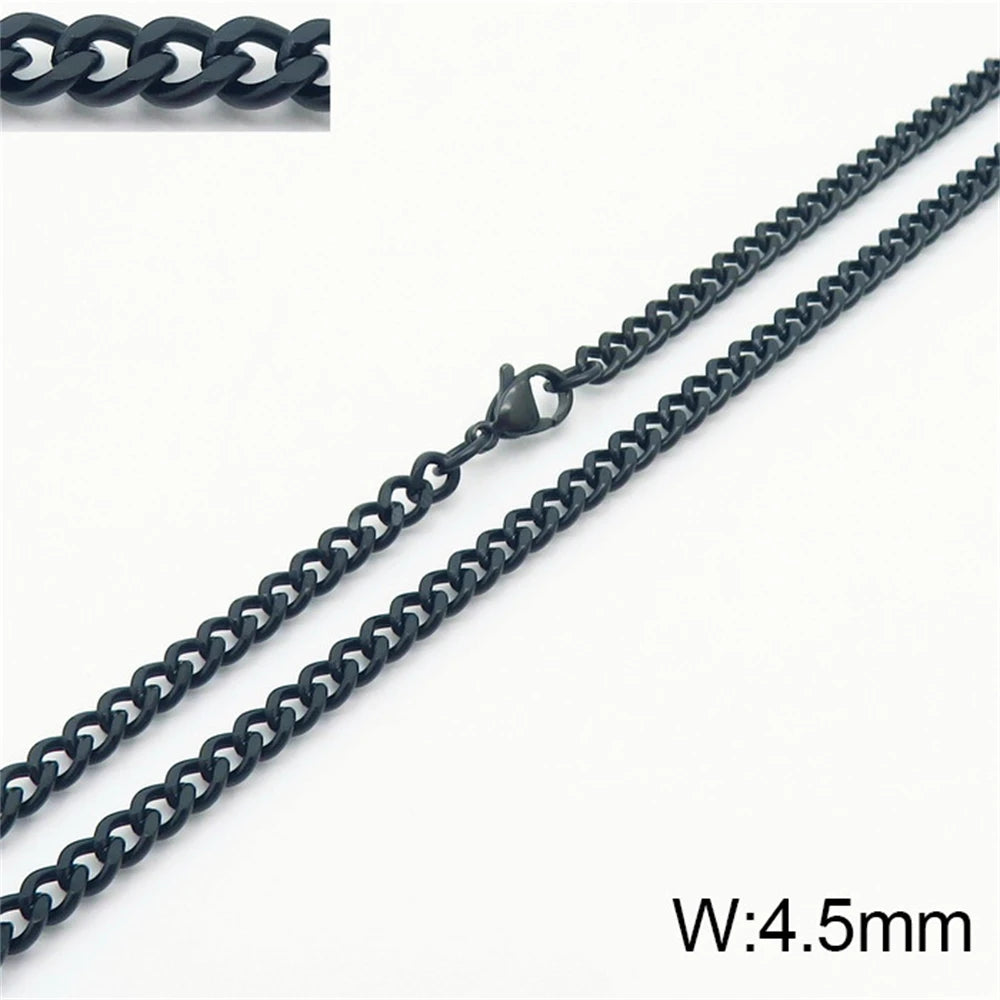 Punk Curb Cuban Link Chain Men Women Stainless Steel Long Necklace Fashion Tide Hip Hop Sweater Accessories Party Jewelry Gifts