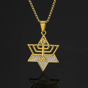 Star of David Hexagram Pendant Necklace — Stainless Steel