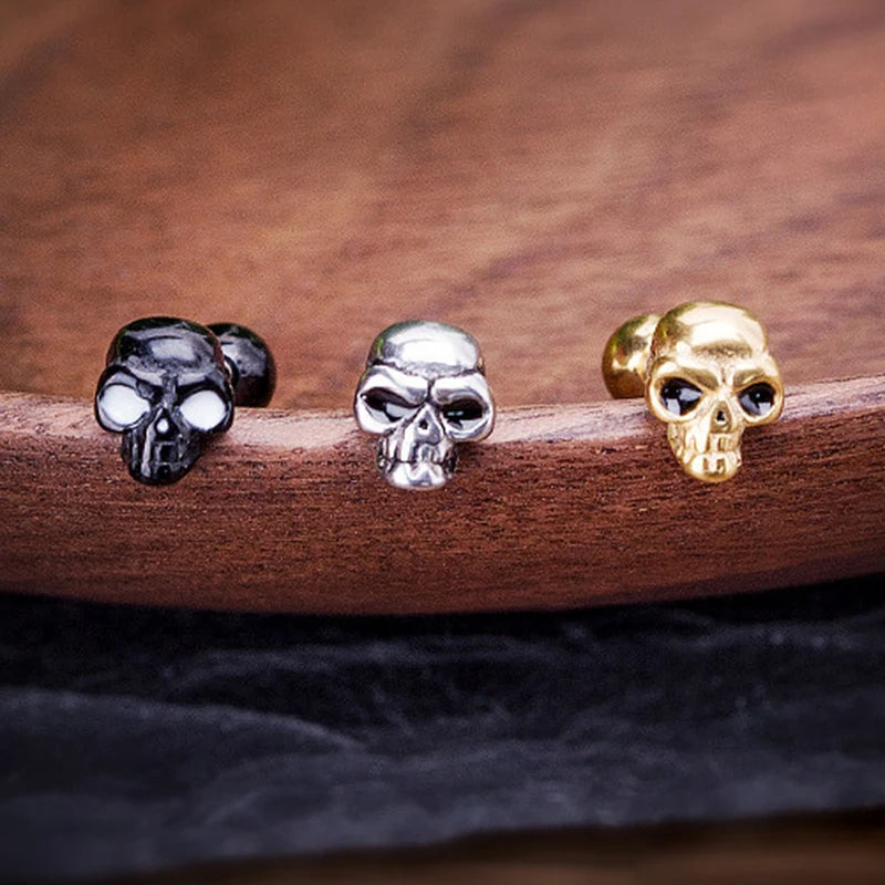 Gold Skull Stud Earring Stainless Steel