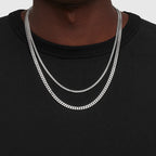 Vnox 3mm/5mm Cuban Chain Necklace for Men,Twisted Rope Links Collar,Stacked Stainless Steel Simple Basic Classic Unisex Necklace