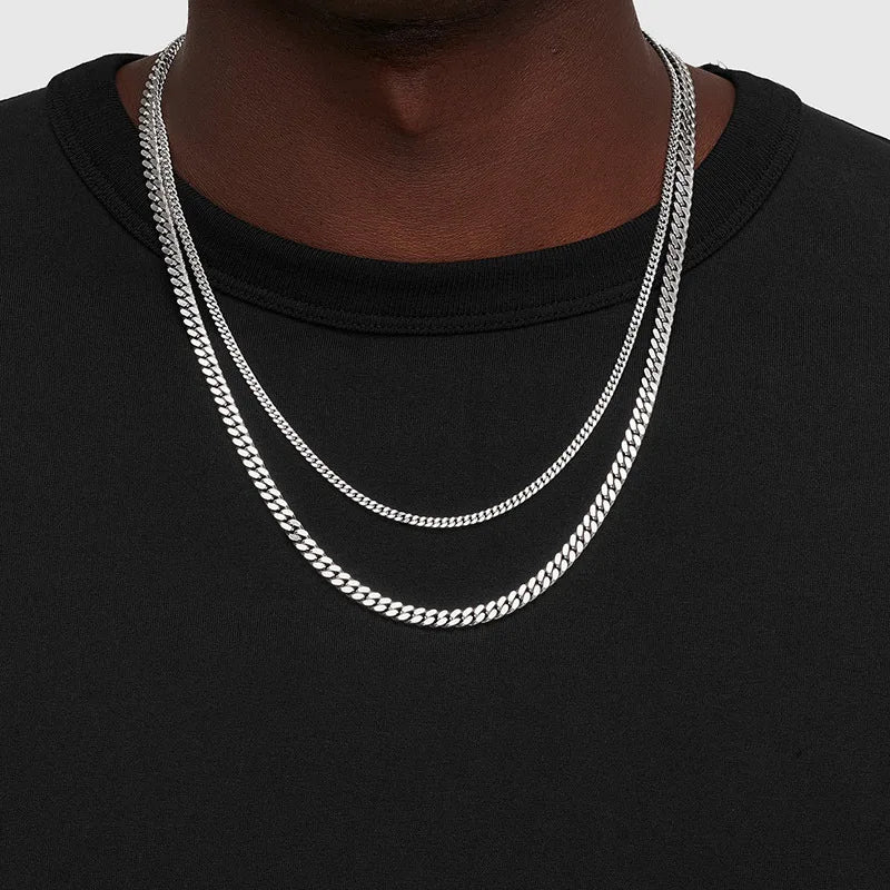 Vnox 3mm/5mm Cuban Chain Necklace for Men,Twisted Rope Links Collar,Stacked Stainless Steel Simple Basic Classic Unisex Necklace