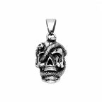 Vintage 3D Embossed Snake Skull Pendant Necklace Stainless Steel Fashion Jewelry Unisex Everyday Street Rock Party Holiday Gift