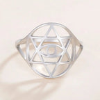 LIKGREAT Vintage Star of David Ring Evil Rings for Men Women Stainless Steel Punk Jewelry Jewish Star Protection Amulet