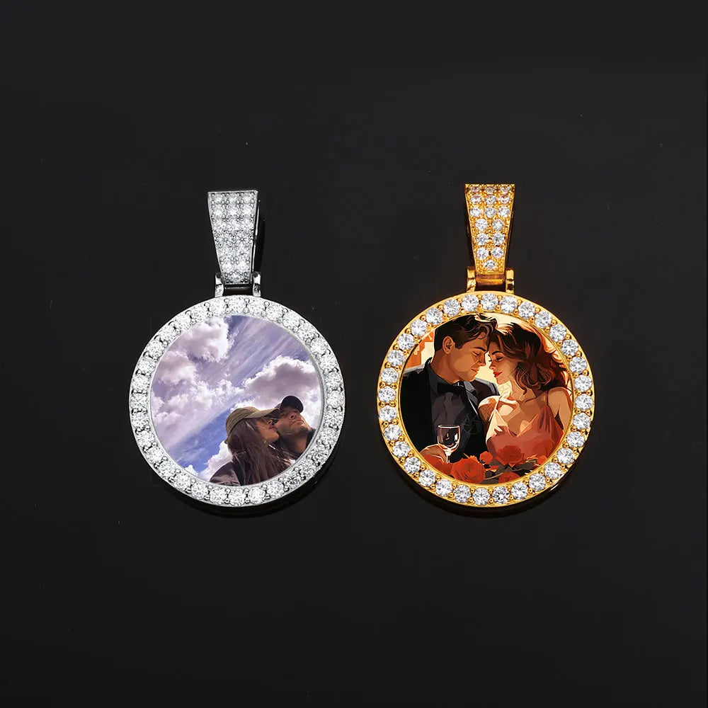 Iced Out Photo Pendant Necklace 26MM