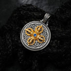 Vintage Gold Vajra Pestle Necklace For Men Jewelry Blessing The Six Character Great Bright Mantra Safety Buckle Pendant Male