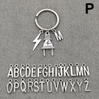Fashion A-Z Letter Charm Lightning Bolt Plug Electrician Keychain for Electrical Worker Bag Car Keyring Gifts