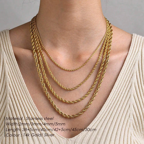 4MM Rope Gold Necklace