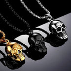 Silver Skull Pendant Necklace Stainless Steel Simple