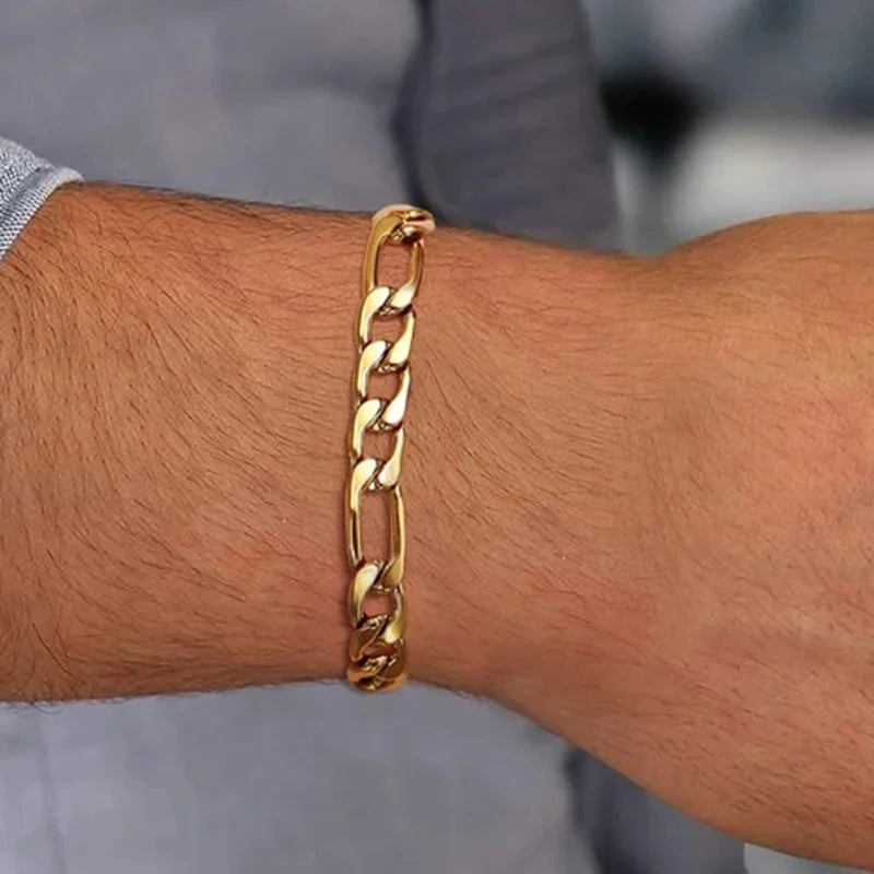 Gold Figaro Bracelet 316L Stainless Steel 5MM