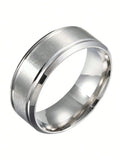 Minimalist Brushed Tungsten Stainless Steel Ring for Men and Women