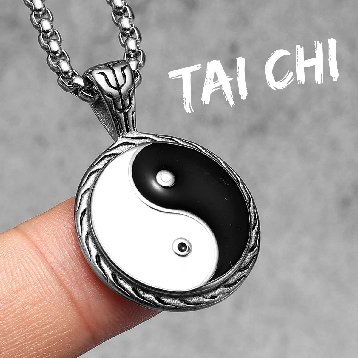 Yin-Yang Pendant Necklace — Stainless Steel