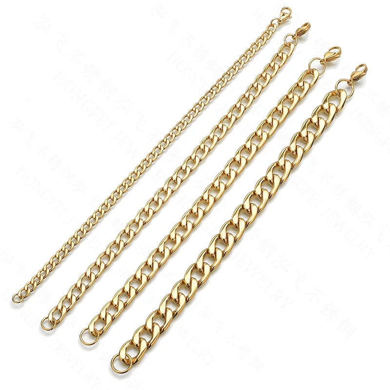 Stainless Steel Punk Cuban Chain Bracelet for Men Minimalist Silver Color Hip Hop Bracelet Party Fashion Jewelry Gifts