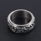 Vintage Scroll Pattern Rotatable Spinner Ring — Stainless Steel