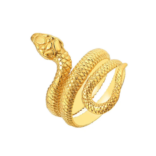 Punk Vintage Viking Snake Ring Men Women Stainless Steel Animal Ring Fashion Simple Biker Amulet Jewelry Gifts