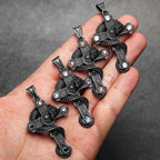 Skull Dragon Cross Pendant Necklace — Steel