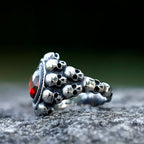 NEW Men's 316L Stainless-Steel Rings Skull Head With Red Zircon Ring Vintage Gothic Punk Jewelry Gifts Free Shipping