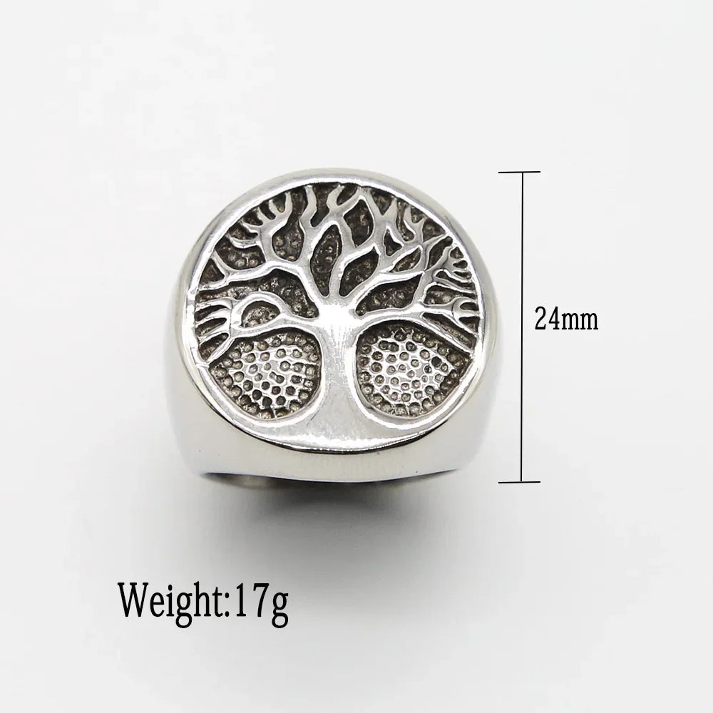 Viking Tree of Life Amulet Ring for Men — Stainless Steel
