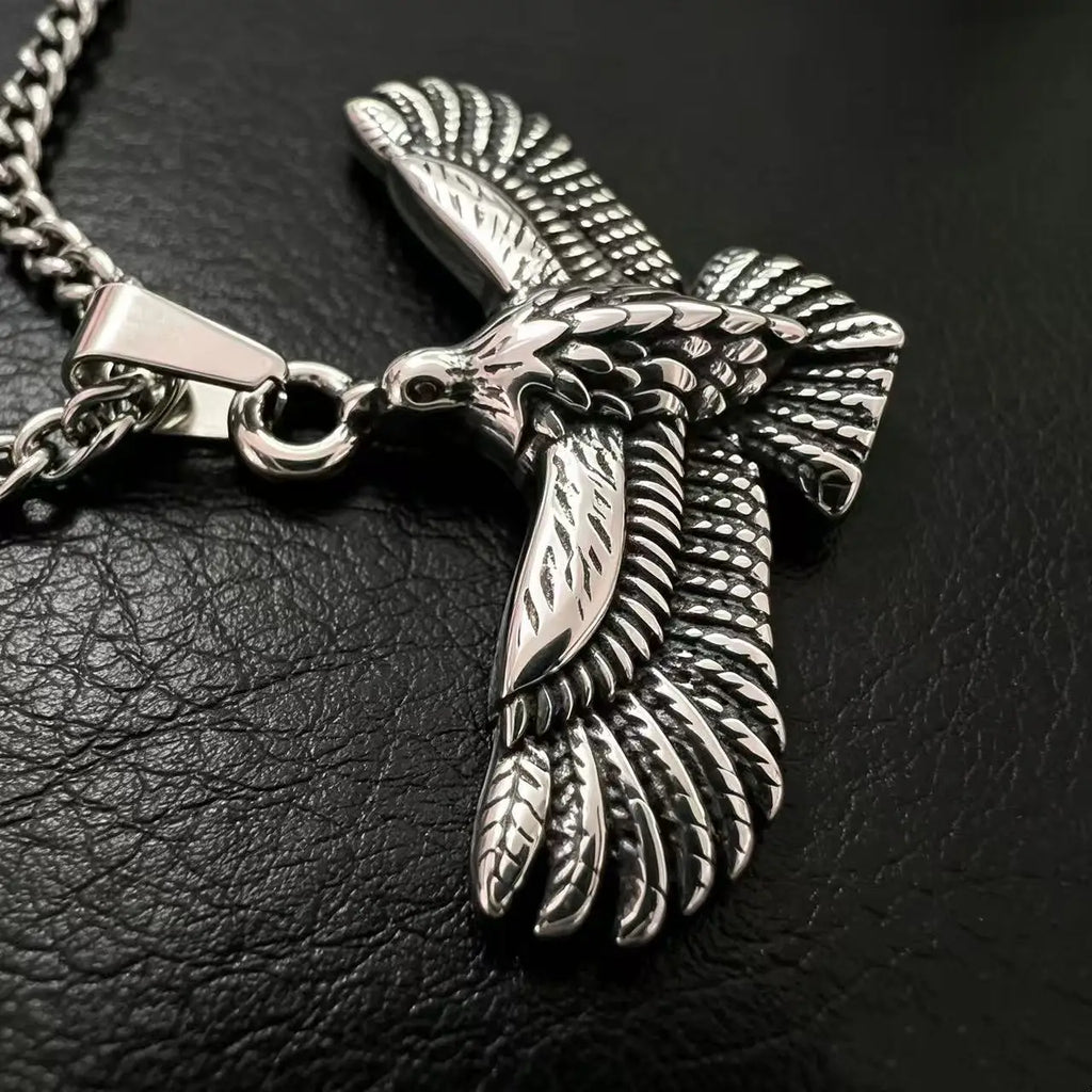 Viking Raven Stainless Steel Pendant Necklace