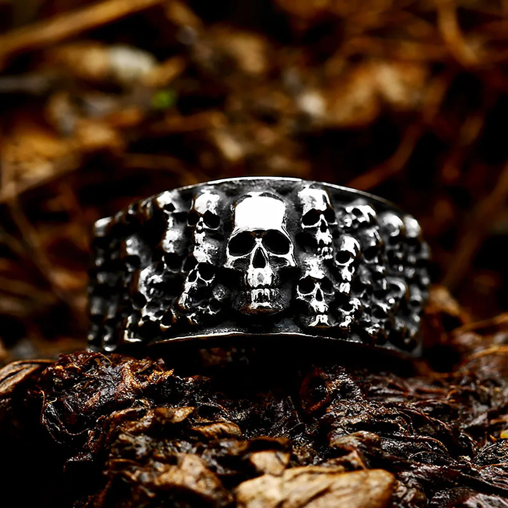 New Gothic 316L Stainless Steel Skull Ring Punk Hip Hop Fashion Skeleton Rings For Men Women Unique Biker Jewelry Halloween Gift