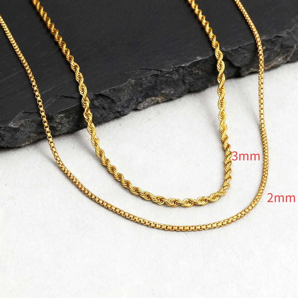 Two-Tone Twisted Rope Chain Necklace — Stainless Steel