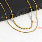 Two-Tone Twisted Rope Chain Necklace — Stainless Steel