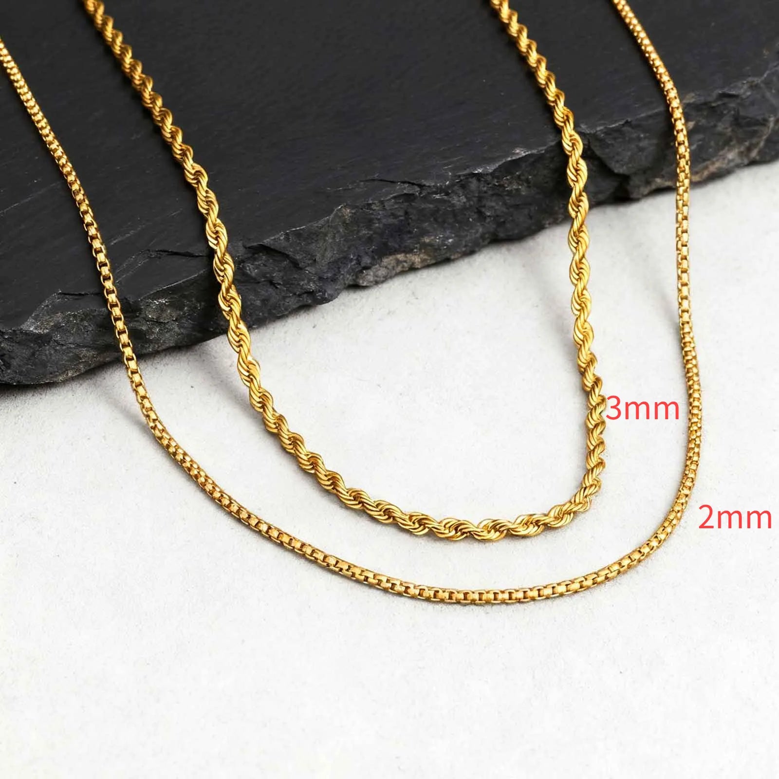 Two-Tone Twisted Rope Chain Necklace — Stainless Steel