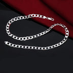 Hot sale 925 Sterling Silver 6MM Necklace Cuban link chain Jewelry classic 40-60cm For women men fashion Christmas gift