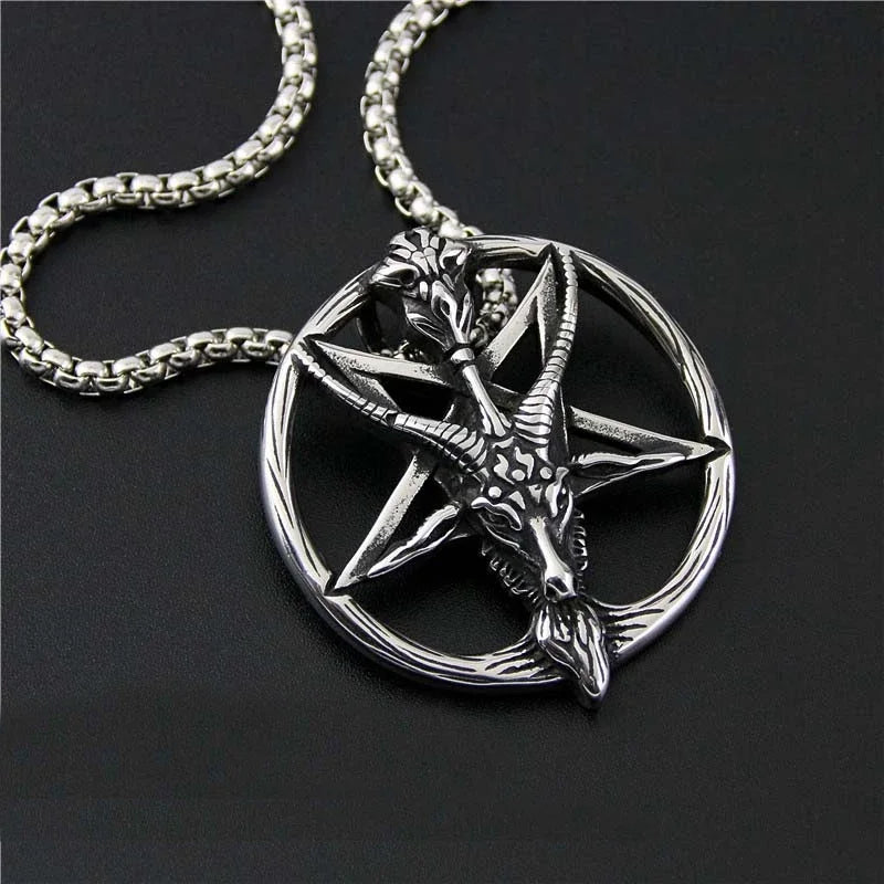 Vintage 316L Stainless Steel Goat Necklace Hanging Men Chain Street Hip Hop Style Gothic Skull Pendant Jewelry Accessories