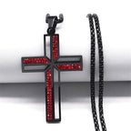 Catholic Open Cross Rhinestone Pendant Necklace — Stainless Steel