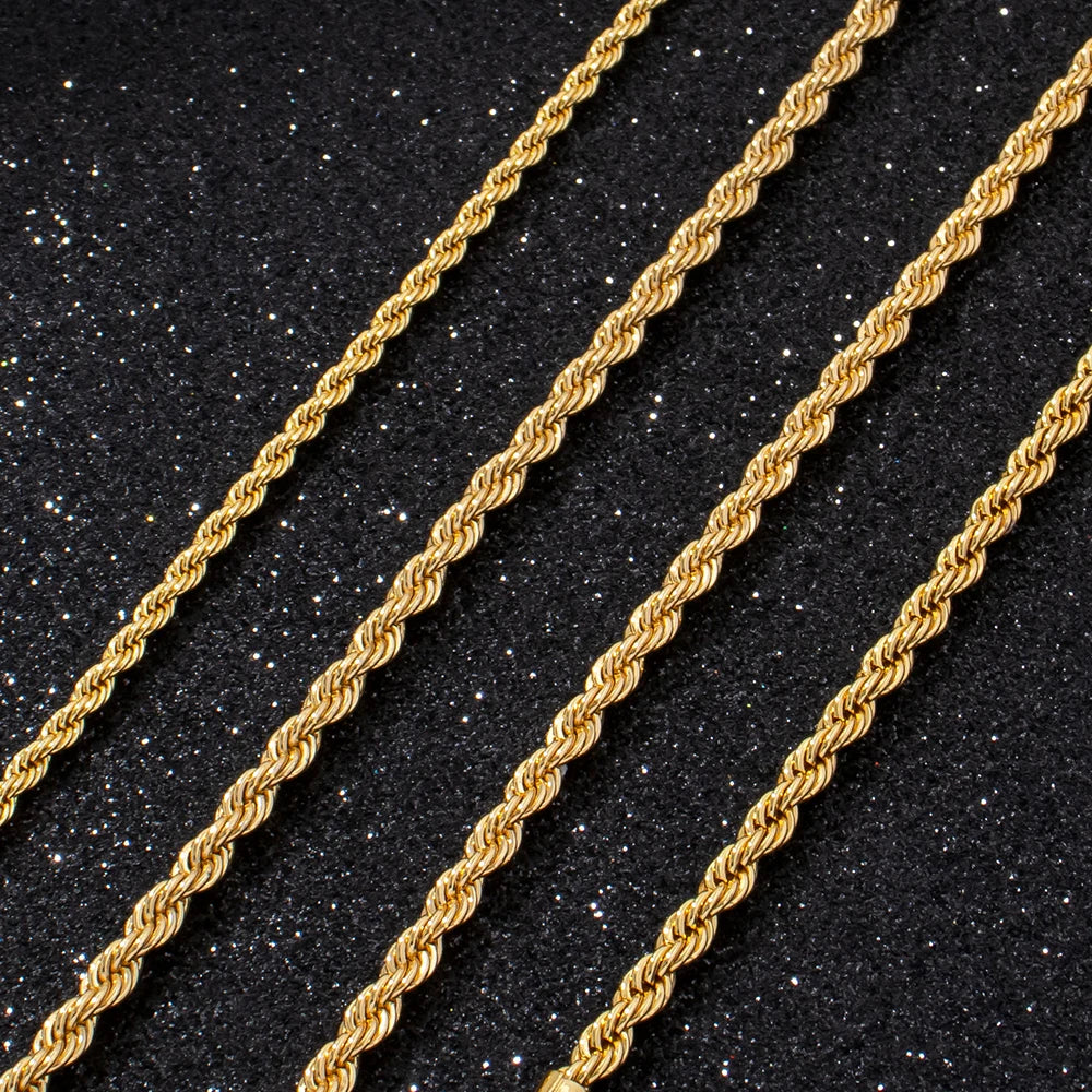 YM Jewelry 2/3/4/5/6MM Classic Twisted Rope Chain Stainless Steel Necklace Fashion Jewelry Accessories For Men Women Unisex