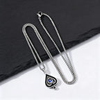 Ace of Spades Necklace for Men,Blue Stone Stainless Steel Spade A Pendant Necklace,Hip Hop Punk Rocker Jewelry Gift