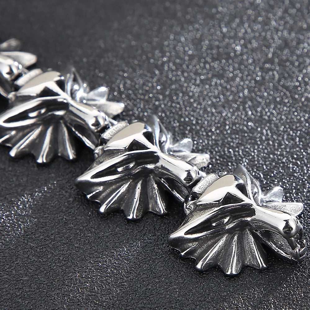 Gothic 8pcs Wolf Heads Chain Bracelet for Man Stainless Steel Mens Bracelets Unique Masculine Jewelry Gifts for