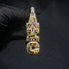 THE BLING KING Custom Vertical Initial Letter Pendant Mixed Inlay Different Shape Cubic Zircon NamePlate Necklace