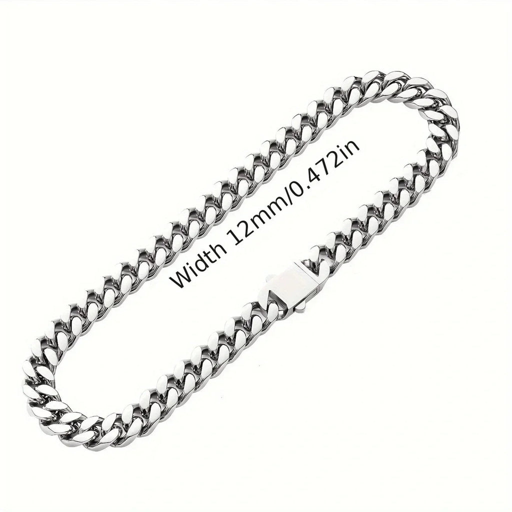 316 Stainless Steel Plated 18k Gold Fashion 8.10.12mm Encrypted Cuban Chain Rap Hip Hop Men Women Bracelet Necklace Accessories