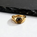 Gold Color Pinky Ring for Men Women,Stainless Steel Tiger Eye Stone Signet Ring,Dainty Chic Party Jewelry Gift