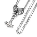 Wolf Thor Hammer Steel Pendant Vintage 316L Thor's