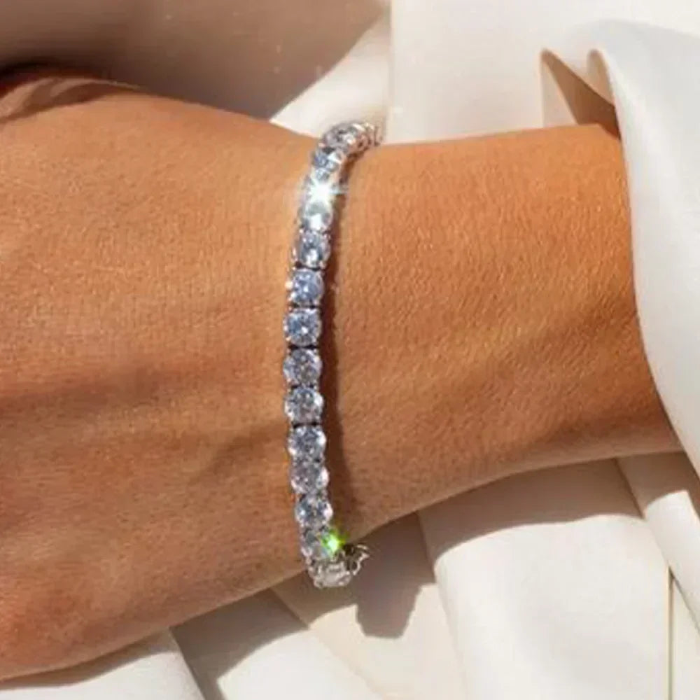 2026 New Hiphop Tennis Bracelets for Men Women Luxury Iced Out 4mm Zircon Crystal Gold Color Hand Chain Hippie Jewelry Gift