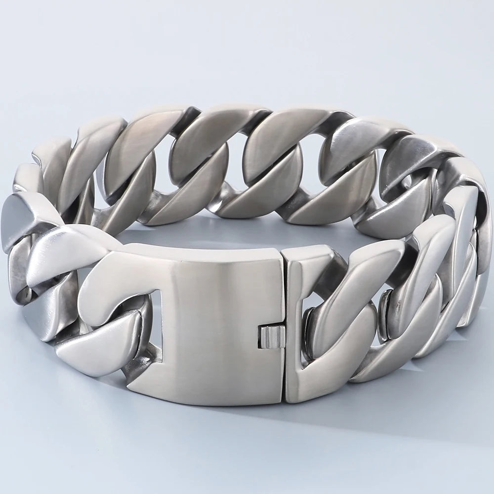 Massive Men's Necklaces Necklace for Women Matte Brushed Stainless Steel 43MM Width Curb Cuban Link Chain HipHop On