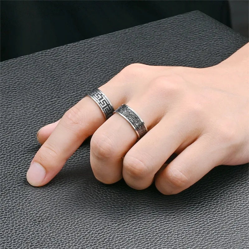 Retro Handcraft Statement Ring — Stainless Steel