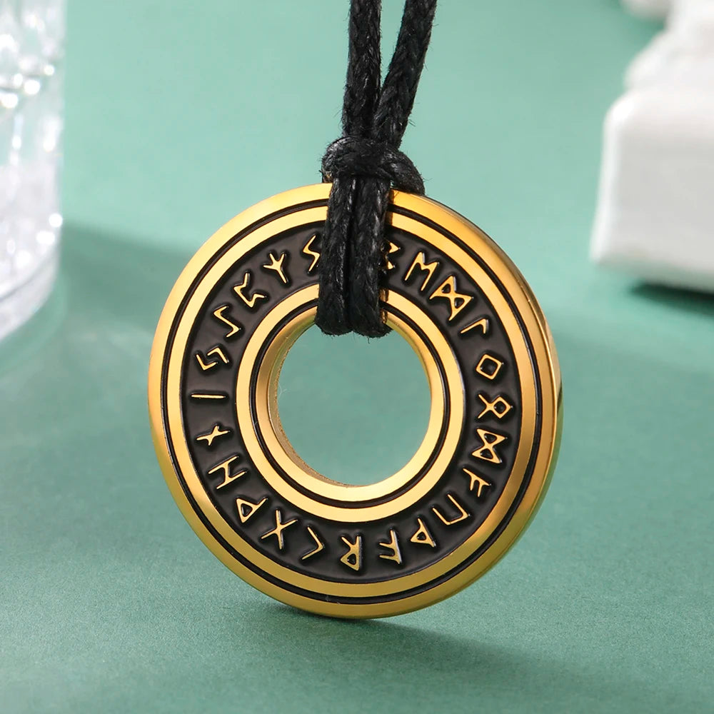 LIKGREAT Vintage Nordic Rune Necklaces for Men Stainless Steel Norse Runes Viking Jewerly Pagan Pendant Amulet Gift Hot