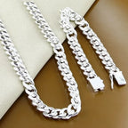 Heavy 10mm Chain Link Bracelet Necklace Set 24 Inch