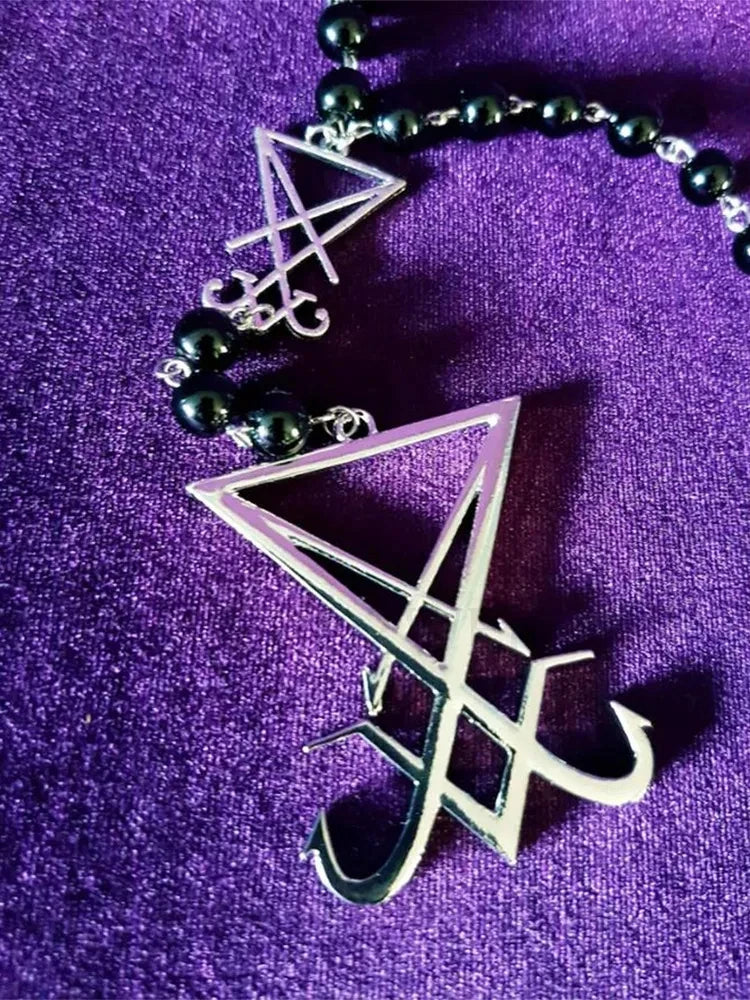 New Sigil Lucifer Rosary Luciferian Necklace occult goth gothic Necklaces left hand path rosary satanic