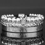 3pcs/Set Luxury Royal CZ King Crown Men Bracelets Roman Numeral Braided Adjustable Pulseira