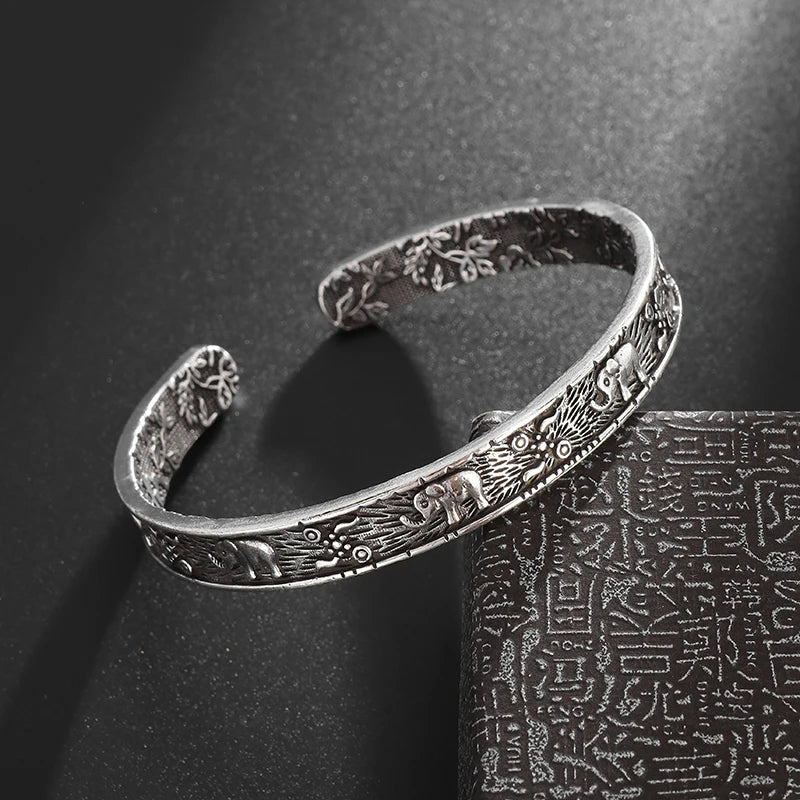Men\'s Personalized Retro Ethnic Animal Pixiu Bangles Men Women Cuff Bracelets Casual Jewelry Gifts