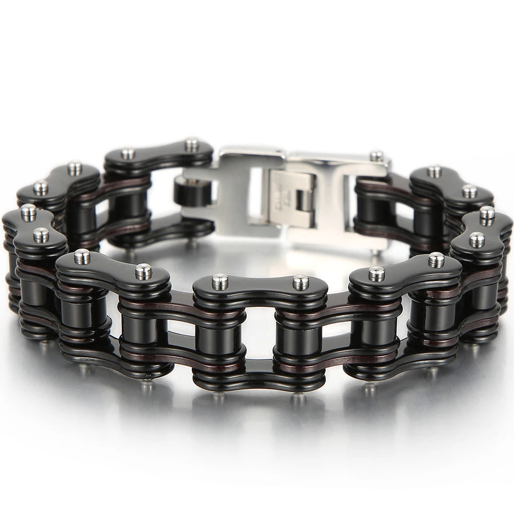 Rock And Roll Men's Bracelet Motorcycle Chain Mechanical Bracelets for Man 316L Stainless Steel Hand Jewelry