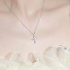 Iced Cross Platinum Pendant Necklace
