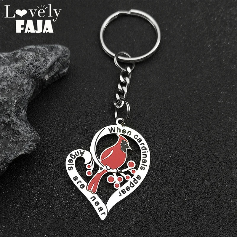 Heart Key Silver Pendant Shaped Cardinal