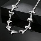 Unique Shark Teeth Shaped Spike Rivet Necklace for Men, Silver Color Punk Adjustable Collar Necklace, Trendy Hip Hop Jewelry